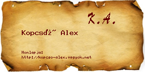 Kopcsó Alex névjegykártya
