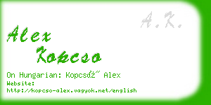 alex kopcso business card